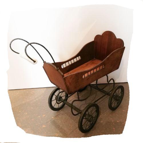 Puppenwagen antik vintage, Holz 