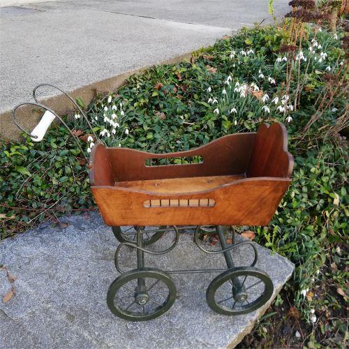 Puppenwagen antik vintage, Holz 
